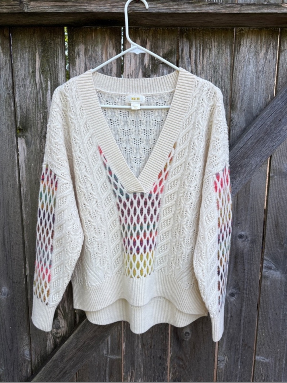 Like New Anthropologie Maeve Cable Knit Lambswool Sweater Generous Small - Picture 6 of 9